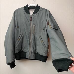 RARE Visvim Thorson Flag Panel MA-1 Bomber Jacket Size 3 Gray Japan